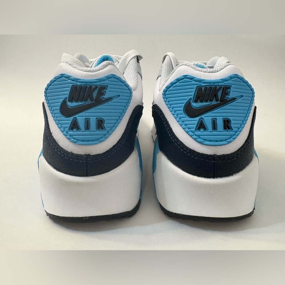 Nike Air Max 90 White Blue Black Sneakers Youth 6Y / Women’s 7.5 New - Picture 4 of 7